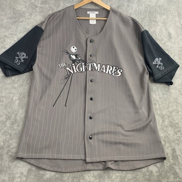 Disney Parks Jack Skellington Jersey Mens XL The Nightmares Baseball 93 Gray - Picture 1 of 7